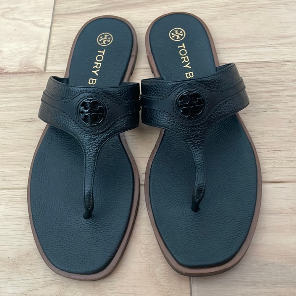 Tory Burch Carson Thong Welt Sandal 8.5 Perfect Black